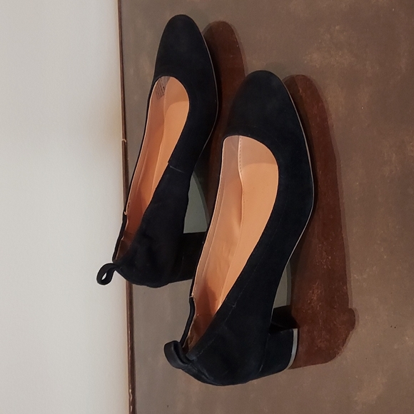 J. Crew Shoes J Crew Womens Anya Black Suede Block Heel Ballet